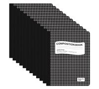 VEEBOOST Lot de 12 carnets de composition quadrillés, carnet de composition en papier graphique, couverture rigide, 100 feuilles, 24 x 19 cm