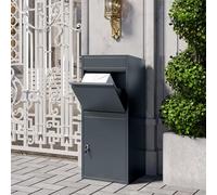 VEEHAUS Tikelia - Grande boîte aux Lettres Anthracite - en Acier Inoxydable - pour l'extérieur - Grande Taille XXL - avec Compartiment à Colis (sans Support, Tikelia)