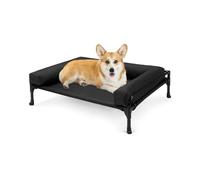 Veehoo Lit Chien Sureleve Petit Taille, Transat Chien avec Bloster Amovible Lavable, Panier de Camp pour Chiens Extérieur Panier Canapé Chiens, Noir 74 x 46 x 18cm