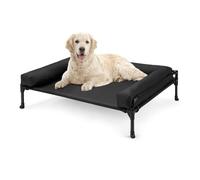 Veehoo Lit Chien Sureleve Taille Moyenne, Transat Chien avec Bloster Amovible Lavable, Panier de Camp pour Chiens Extérieur Panier Canapé Chiens, Noir 89 x 56 x 18cm