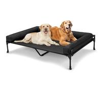 Veehoo Lit Chien Sureleve Très Grande Taille, Transat Chien avec Bloster Amovible Lavable, Panier de Camp pour Chiens Extérieur Panier Canapé Chiens, Noir 120 x 74 x 23cm