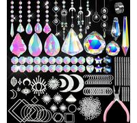 VEEKAY 355 Pièces Kits de Fabrication de Attrape-Soleil,DIY Cristal Suncatchers,Pendentif Cristal à Suspendre Attrape-Lumière,pour décoration de fenêtre,décoration de jardin,avec crochet de suspension