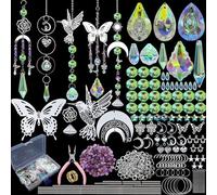 VEEKAY 380 Pièces Kits de Fabrication de Attrape-Soleil,DIY Cristal Suncatchers,Pendentif Cristal à Suspendre Attrape-Lumière,pour décoration de fenêtre,décoration de jardin,avec crochet de suspension