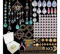 VEEKAY 400 Pièces Kits de Fabrication de Attrape-Soleil,DIY Cristal Suncatchers,Pendentif Cristal à Suspendre Attrape-Lumière,pour décoration de fenêtre,décoration de jardin,avec crochet de suspension