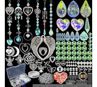 VEEKAY 500 Pièces Kits de Fabrication de Attrape-Soleil,DIY Cristal Suncatchers,Pendentif Cristal à Suspendre Attrape-Lumière,pour décoration de fenêtre,décoration de jardin,avec crochet de suspension