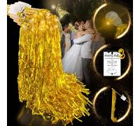 VEEKAY Lot de 30 plumeaux lumineux de mariage avec LED, baguettes de mariage éclairées, baguette LED, cloche, carte de bénédiction, baguettes magiques serpentins, cadeaux d'invités, fêtes, mariages