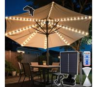 VEEKAY Lumières Solaires De Parapluie,Luce Solare per Ombrellone,104 LED 8 Modes Solaire Lampes Pour Parasol,Avec Télécommande,Lampes Solaire Pour Parasol,pour Extérieure Parasol Jardin Tentes