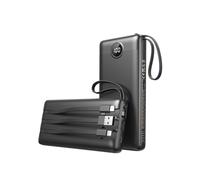 VEEKTOMX POWER BANK Chargeur Batterie avec Câbles Intégrés, 20,000mAh Batterie Externe pour iPhone, Ultra-Mince Petit Battery Pack de Voyage, Compatible avec iPhone/Samsung/Android (Noir), VT201