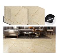 VEELIKE Autocollant De Sol Auto-adhésif Autocollant De Carrelage En Marbre Jaune Carrelage Vinyle Sol Fissure Granit Cuisine Autocollant De Sol Salle De Bain En PVC Motif Pierre 30cm×30cm 24 pièces