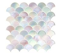 VEELIKE Carrelage Adhesif Mural Cuisine Sirène Rose 3D Forme D'éventail Dalle PVC Adhesive Murale 12 Pièces Credence Adhesive Salle de Bain Autocollant Carrelage Cheminée Amovible 30,5cm x 30,5cm