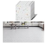 VEELIKE Dalle PVC Adhesive Sol Granit Blanc 12 Pièces Carrelage Adhesif Sol Cuisine Salle de Bain Imperméable Carreaux Adhesif Cuisine Dalles PVC Garage Chambre Amovible Épaissir 1.5mm 30cm × 30cm