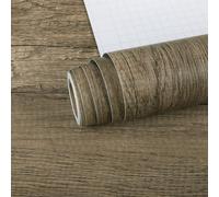 VEELIKE Papier Adhesif pour Meuble Bois 60 cm x 900 cm Papier Peint Imitation Bois Gris Brun Papier Peint pour Porte Chambre Armoire Placard Tiroir Vinyle Adhesif Cuisine Lavable Sticker Meuble Deco