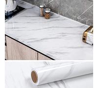 VEELIKE Papier de Contact Auto-adhésif en Marbre Blanc Résistant à l'huile pour Armoire de Comptoir de Cuisine Papier Peint en Marbre Imperméable à l'eau en Vinyle pour Meubles 40cm x 600cm