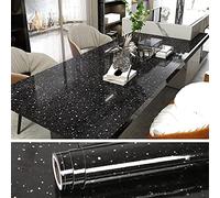 VEELIKE Papier Peint Adhesif Granit Noir 60cm×900cm Papier Peint Cuisine Lavable Mural Stickers Muraux Salle de Bain Papier Autocollant Marbre Noir Papier Adhésif pour Meuble Rouleau Vinyle Salon