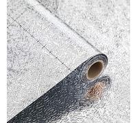 VEELIKE Papier Peint Aluminium Argenté Papier Peint Adhesif Cuisine Imperméable pour Cuisine Dosseret de Comptoir Armoire Résistant à l'huile Autocollants Décoratifs Papier Vinyle Adhesif 40cm x 300m