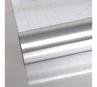 VEELIKE Papier Peint Autocollant en Plastique pour Plan de Travail de Cuisine - Effet Feuille d'aluminium - Papier Peint Autocollant argenté - Film Vinyle pour cuisinière et étagère - 40 cm x 300 cm