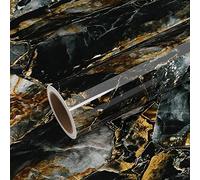 VEELIKE Papier peint autocollant en vinyle pour comptoir de cuisine 40 x 300 cm - Papier peint en marbre doré brillant pour comptoir de salle de bain