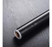 VEELIKE Papier Peint Bois Noir 40cm x 900cm Papier Adhésif pour Meuble Vintage Papier Peint Adhesif Cuisine Lavable Rouleau Vinyl Adhesif Stickers pour Porte Armoire Chambre Placard Tiroir Salon