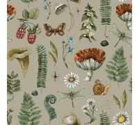 VEELIKE Papier Peint Champignon Marron Foret Tropical Papier Peint Adhesif Mural Chambre Salle de Bain 44,5 cm × 300 cm Papiers Peints Fleuri Vintage Adhesif Mural Decoratif Salon Autocollant Meuble