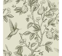 VEELIKE Papier Peint Citron Oiseaux 44.5cm×900cm Papier Peint Adhesif Fleur Beige Vintage Rouleau Vinyl Adhesif Feuilles Tropical Stickers Meubles Deco Stickers Muraux Salle de Bain Imperméable