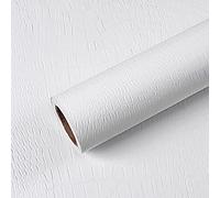 VEELIKE Papier peint croco blanc texturé à décoller et à coller - Papier peint crocodile blanc texturé - 40 x 300 cm - Papier contact blanc imperméable et amovible en similicuir pour chambre à coucher, murs d'armoire