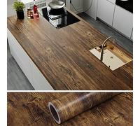 VEELIKE Papier peint en bois marron de 81,3 x 900 cm - Pour comptoir de cuisine - Imperméable et amovible - Grain de bois vieilli - Pour armoires, tables, murs, étagères, revêtements en vinyle