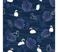 VEELIKE Papier Peint Fleur Bleu Papier Peint Feuillage Bleu Vintage Papier Peint Adhesif Cygne Papier Adhésif pour Meuble Papier Peint Autocollant Motif Tropical Mural Chambre Salon 44,5cm×300cm
