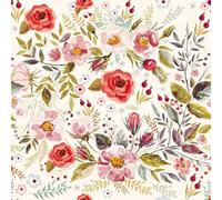 VEELIKE Papier Peint Fleuri Beige Vintage Papier Peint Floral Boho Aquarelle Papiers Peints Adhesif Fleur 44,5 cm x 300 cm Papiers Peints Adhesif Mural Botanique Chambre Amovible Locataire Friendly