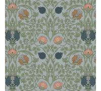 VEELIKE Papier Peint Fleuri Bleu Lumineux William Morris Papier Peint Fleur Bleu Vif Papiers Peints Vintage Art Nouveau Adhesif Mural Decoratif Chambre Salle de Bain Couloir Amovible 44,5cm × 300cm
