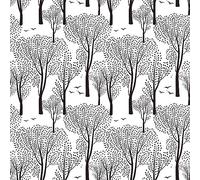 Veelike Papier Peint Fleuri Noir et Blanc Forêt Arbre Bohème Papier Peint Adhesif Mural 44,5cm × 300cm Papiers Peints Jungle Papier Peint Feuilles Noir Blanc Salon Collant pour Meuble Chambre Amovible