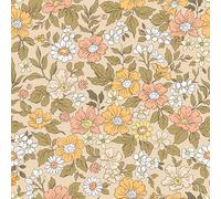 VEELIKE Papier Peint Fleuri Prairie Beige et Rose Papier Peint Feuillage Beige Papier Peint Floral Papier Peint Adhesif Fleur Beige Papier Collant pour Meuble Chambre Fille Salle de Bain 44,5cm×300cm