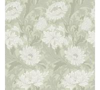VEELIKE Papier Peint Fleuri Vert Blanc Anémone Papiers Peints Feuillage Boho Papier Peint Adhesif Mural Chambre Salle de Bain 44,5 cm x 300 cm Rouleau Adhesif Decoratif Art Nouveau Salon Amovible