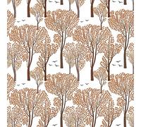 VEELIKE Papier Peint Fleuri Vintage Forêts Orange Arbre Bohème Papier Peint Adhesif Mural Chambre 44,5cm×300cm Papiers Peints Jungle Papier Peint Feuilles Tropicales Décoratif Salle de Bain Amovible