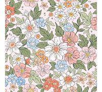Veelike Papier Peint Fleuri Vintage Rose Meadowfield Coquelicot Papier Peint Adhesif Mural 44,5cm × 300cm Papiers Peints Floral Prairie Collant pour Meuble Chambre Fille Armoire Salle de Bain Amovible