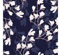 VEELIKE Papier peint floral lys magnolia vintage bleu foncé fleur papier contact autocollant dossier plastique botanique art mural meubles salon cuisine placard 44,5 cm × 300 cm