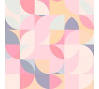 VEELIKE Papier peint géométrique rose doux à décoller et à coller - Papier peint abstrait Art déco pour salle de bain, chambre d'enfant, chambre à coucher, 45 x 900 cm, papier peint géométrique