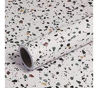 VEELIKE Papier Peint Granit Blanc 60 cm x 900 cm Papier Peint Cuisine Lavable Mural Credence Adhesif Mural Stickers Muraux Salle de Bain Papiers Peints Imitation Pierre Toilette Auto-adhésif