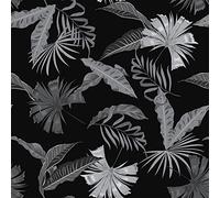 VEELIKE Papier Peint Jungle Noir et Blanc Papier Peint Feuillage Tropical Papiers Peints Adhesif Fleur Vintage Adhesif pour Meuble Decoratif Salon Chambre Cuisine Amovible 44,5 cm × 300 cm