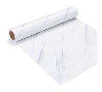VEELIKE Papier Peint Marbre Blanc Brillant Papier Adhesif Marbre Blanc Gris 40 cm × 300 cm Revetement Plan de Travail Cuisine Lavable Mural Décoration Salle de Bain Papiers Peints Autocollant