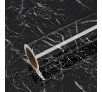 VEELIKE Papier Peint Marbre Noir 40 cm × 300 cm Vinyle Adhesif Cuisine Lavable