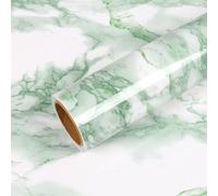VEELIKE Papier Peint Marbre Vert Revetement Plan de Travail Cuisine Lavable Mural Papier Adhesif Marbre Vert Blanc Stickers Meuble Cuisine Revetement Mural Salon Salle de Bain 40 cm × 300 cm