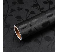 VEELIKE Papier Peint Noir Texturé Papier Peint Adhesif Feuilles Branches d'arbres Papier Adhésif pour Meuble Stickers Muraux Salle de Bain Papier Autocollant Meuble Cuisine Lavable 40cm×300cm