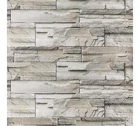 VEELIKE Papier Peint Pierre Beige 40 cm × 900 cm Papier Adhesif Effet Briques Vinyle Adhesif Cuisine Imperméable Adhesif pour Meuble Stickers Muraux Salle de Bain Autocollants Décoratifs Salon