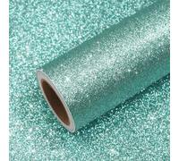 VEELIKE Papier Peint Teal Pailleté Papier Peint Paillette Bleu Sarcelle Papier Peint Bleu Teal Brillant Tissu Pailleté Pour Murs Salon Chambre Décoration de Fête Placard Tiroir Amovible 40cmx300cm