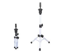 VEELTRAS Perruque Stand Trépied Réglable Métal Mini Perruque Head Stand pour la formation Manequin Heads et Canvas Block Head (white)