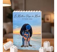 VEELU Bloc de Construction Personnalisé avec Photo Cadeau Fete des Peres Brique de Construction avec Texte Idee Cadeau Fête des Peres Anniversaire pour Papa Homme