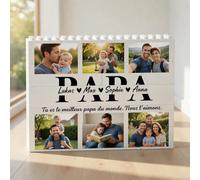 VEELU Bloc de Construction Personnalisé avec Photo Cadeau Fete des Peres Brique de Construction avec Texte Idee Cadeau Fête des Peres Anniversaire pour Papa Homme