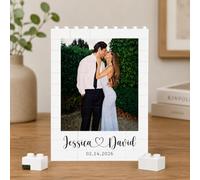 VEELU Bloc de Construction Personnalisé avec Photo | Construction avec Texte Cadeau Personnalisé pour Homme Femme Couple Idee Cadeau Anniversaire Mariage Saint Valentin