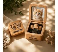 VEELU Boîte à Souvenirs pour Poils d'animaux de Compagnie en Bois Souvenir Chien Décédé et Chat avec Photo et Texte Cadeaux Commémoratifs pour Sympathie Les Maîtres d'animaux