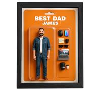 VEELU Cadeau de fête des pères pour papa - Cadre photo personnalisé avec figurines d'action, photo et texte personnalisés, cadeau innovant pour hommes et femmes pour anniversaire et Noël (Réaliste)